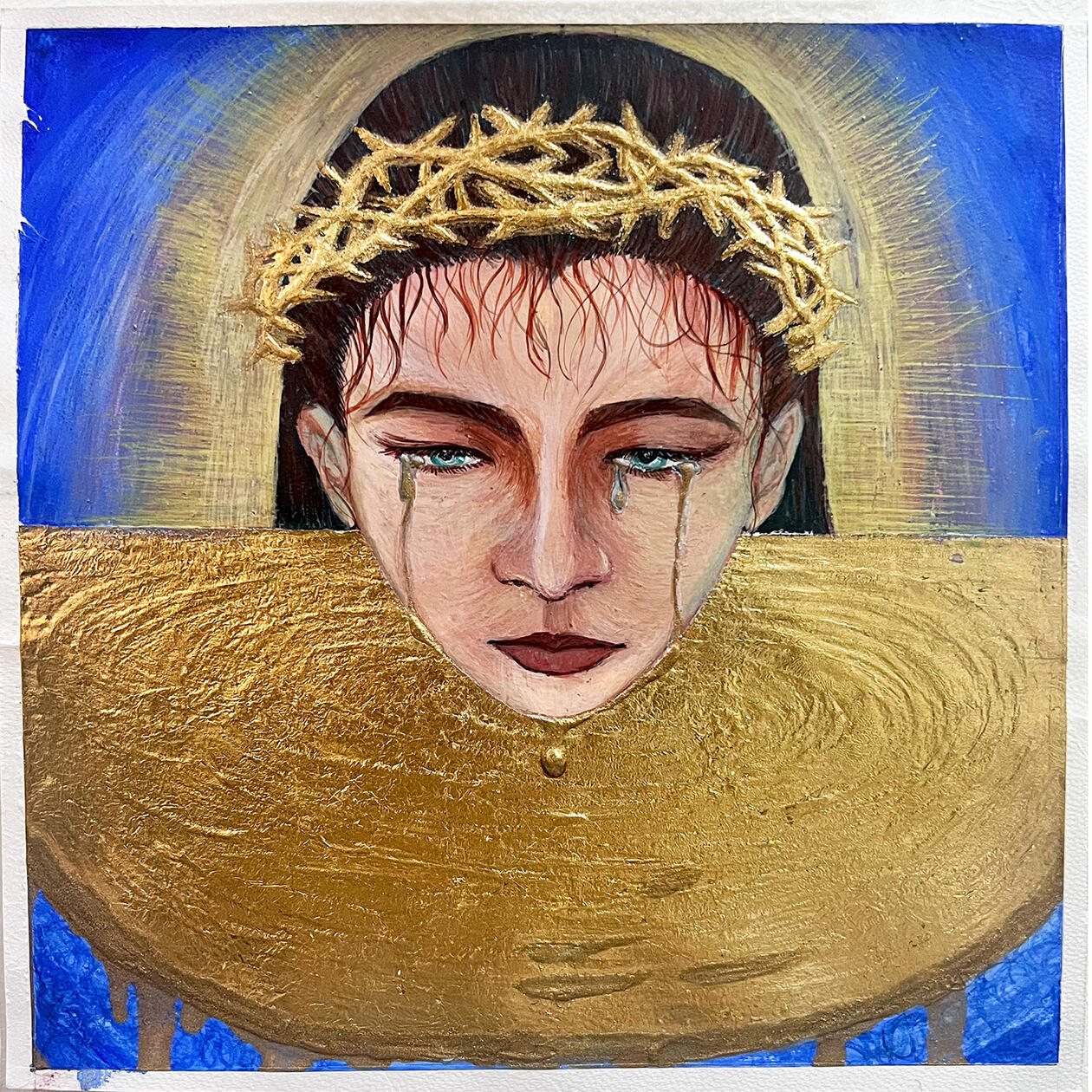 Dry Pigment, Gold Leaf on Paper, 2025 21cm x 23 cm