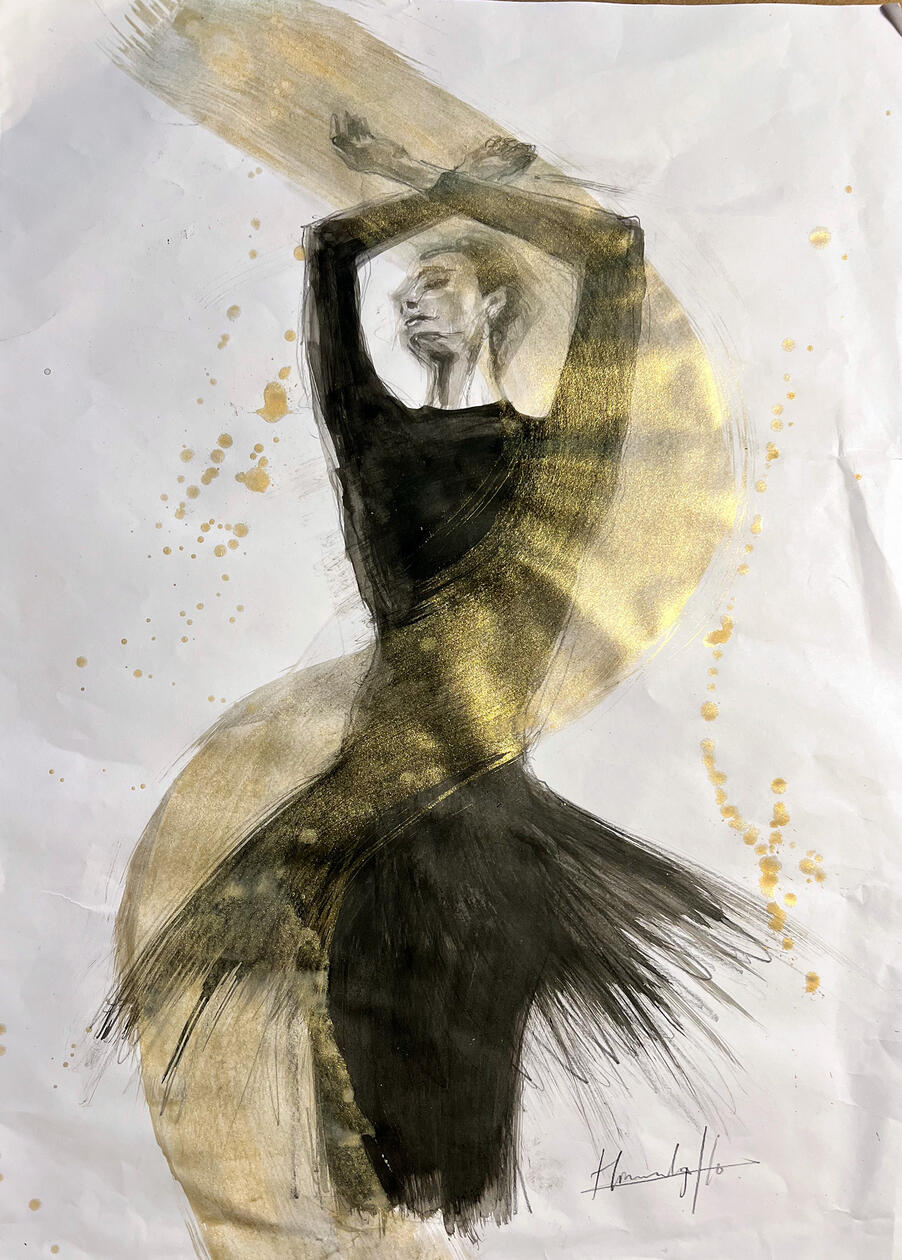 Ink, Acrylic Paint on Paper