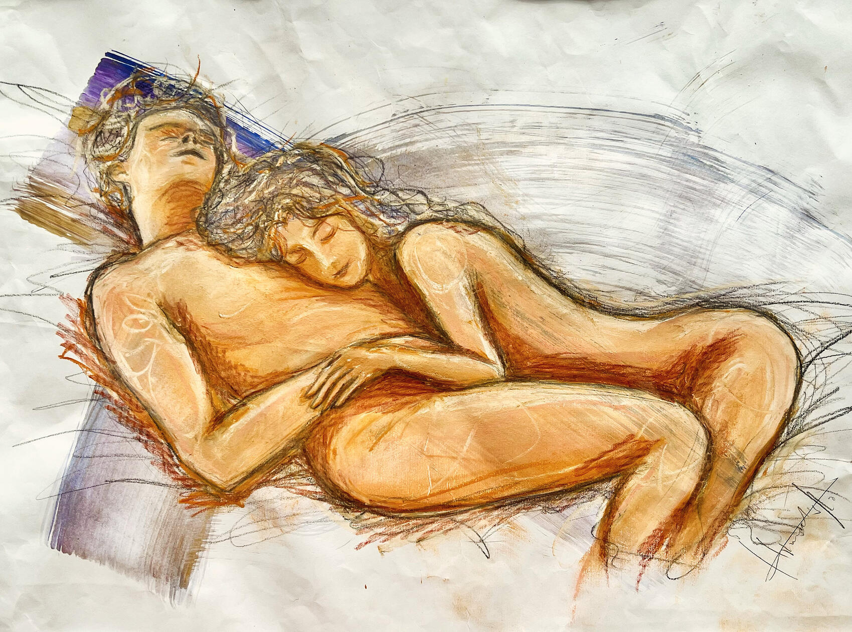 Acrylic Paint, graphite, pastels on paper 45cm x 31.5cm