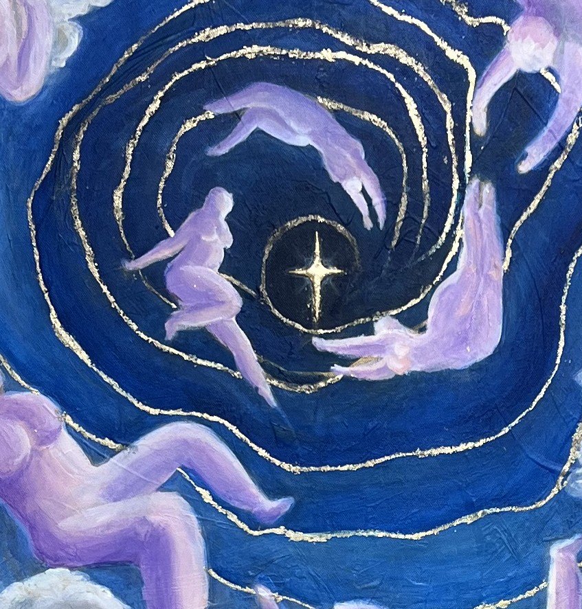 Detail: the gilded spiral turning around a point of gold light